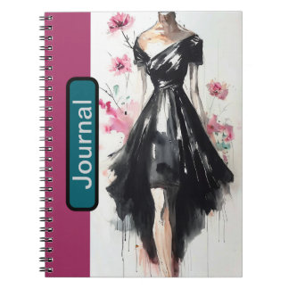 Caderno Espiral Diário de capa com esboço de moda vitoriana