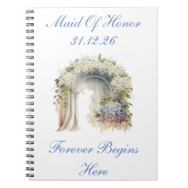 Caderno Espiral Diário de Casamento Floral Sonhador