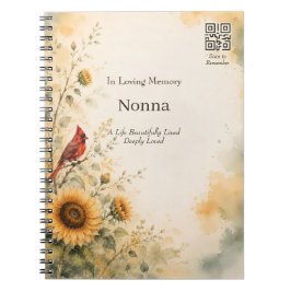 Caderno Espiral Diário de Código QR Memorial | Memorial Personaliz