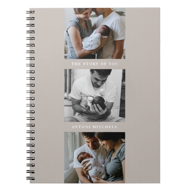 Caderno Espiral Diário de Colagem de 3 Fotografias do Triptych Mod (Frente)