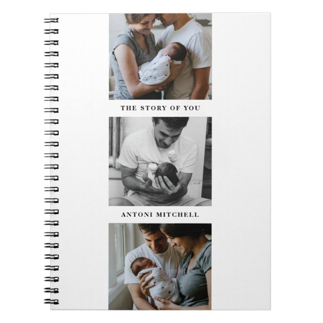 Caderno Espiral Diário de Colagem de 3 Fotografias do Triptych Mod (Frente)