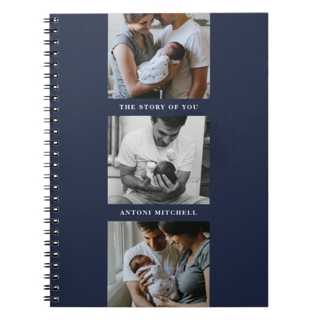 Caderno Espiral Diário de Colagem de 3 Fotografias do Triptych Mod (Frente)