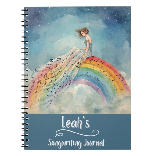 Caderno Espiral Diário de Composição de Músicas Personalizado, Enc (Frente)