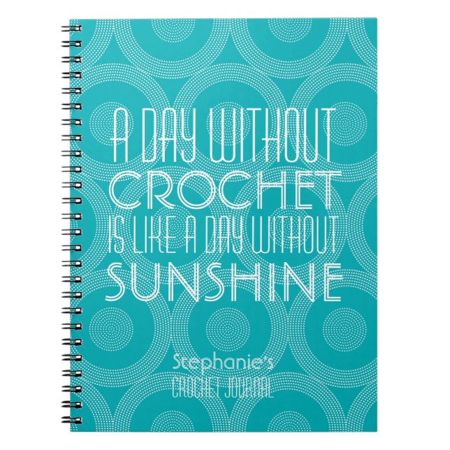 Caderno Espiral Diário de Crochet Personalizado de Padrão Geométri (Frente)