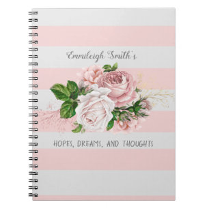 Caderno Espiral Diário de Diário de Strips Florais de Vintagem R