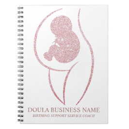 Caderno Espiral Diário de Doula e Coach de Parto com Brilho em Ros