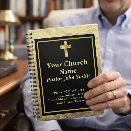 Caderno Espiral Diário de Escritório Pastor da Igreja Dourado e Pr