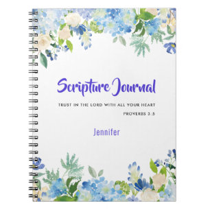 Caderno Espiral Diário de Escritura Floral Personalizada de Water
