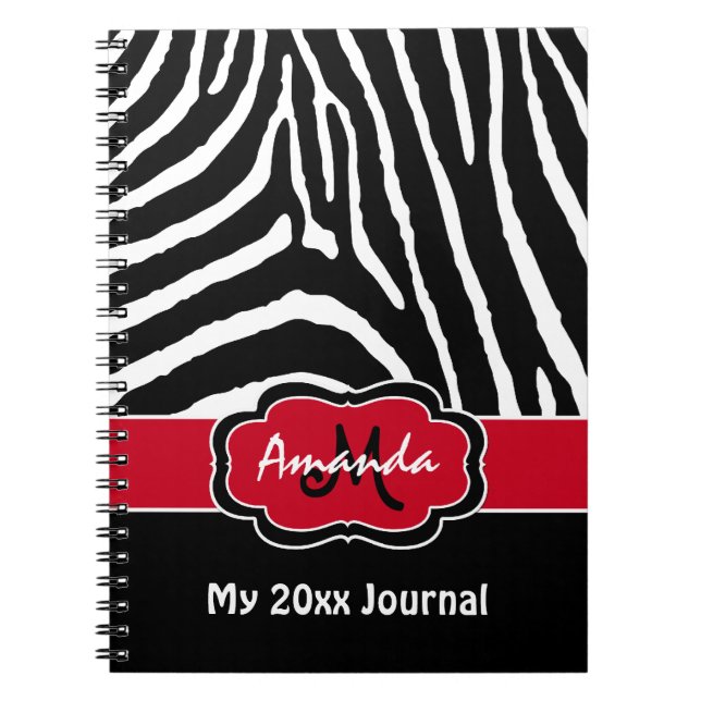 Caderno Espiral Diário de faixa de zebra branca branca-negra perso (Frente)