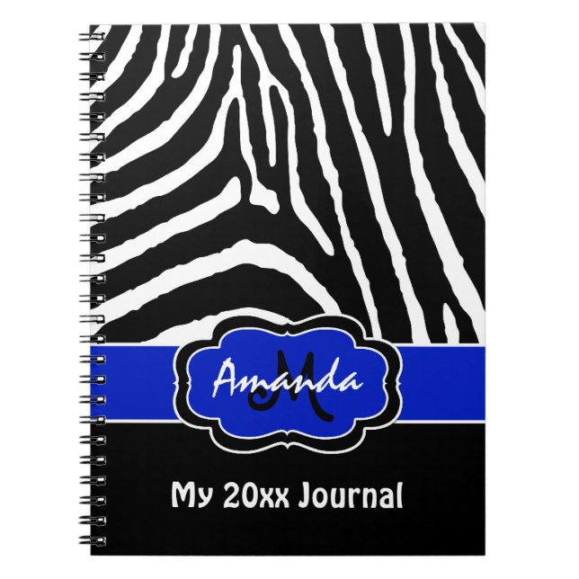Caderno Espiral Diário de faixa de zebra branca preto personalizad (Frente)