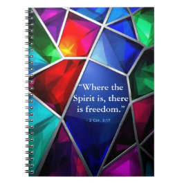 Caderno Espiral Diário de Fé Geométrico de Vidro Colorido Moderno