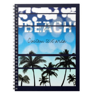 Caderno Espiral Diário de Férias de Praia Palmeiras Tropical Vinta