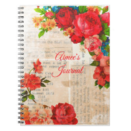 Caderno Espiral Diário de Flores do Jardim das Aquarelas Femininas