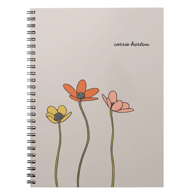 Caderno Espiral Diário de flores silvestres (Frente)