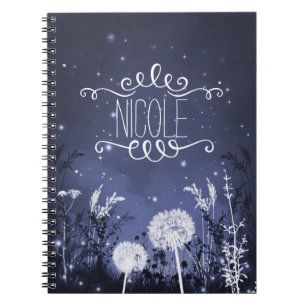 Caderno Espiral Diário de Folhagem e Estrelas do Céu Selvagem Enca
