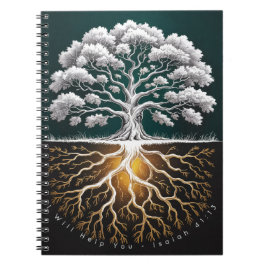 Caderno Espiral Diário de Força da Árvore de Carvalho Fé - Design