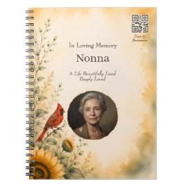 Caderno Espiral Diário de Fotos Memorial Personalizado com Código