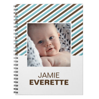 Caderno Espiral Diário de fotos personalizadas de listras modernas