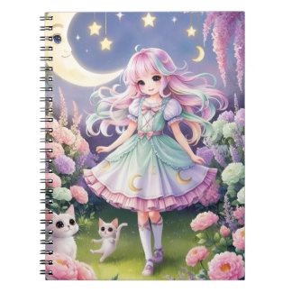 Caderno Espiral Diário de Garota Mágica Kawaii - Notebook de Gato
