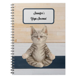 Caderno Espiral Diário de Gato de Yoga Personalizado