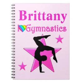 CADERNO ESPIRAL DIÁRIO DE GINÁSTICA DE PINK STAR PERSONALIZADO