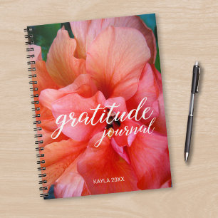 Caderno Espiral Diário de Gratidão Belo Flor e Nome Personalizad