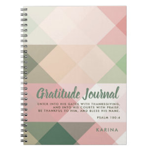 Caderno Espiral Diário de Gratidão de Escritura de Padrão Geom