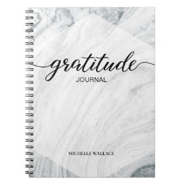 Caderno Espiral Diário de Gratidão de Script Marble Personalizado