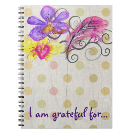 Caderno Espiral Diário de Gratidão Floral e Penas