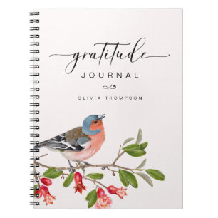 Caderno Espiral Diário de Gratidão Foliage para Pássaros, rosa per