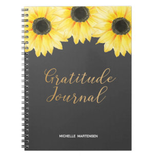 Caderno Espiral Diário de gratidão - Notebook de Diário de girasso