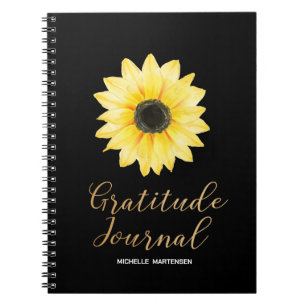 Caderno Espiral Diário de gratidão - Notebook de Diário de girasso