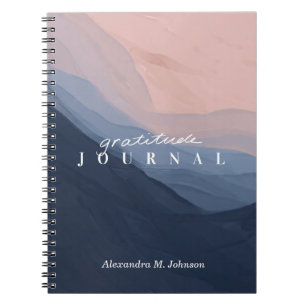 Caderno Espiral Diário de Gratidão Personalizada Abstrato de Aqu