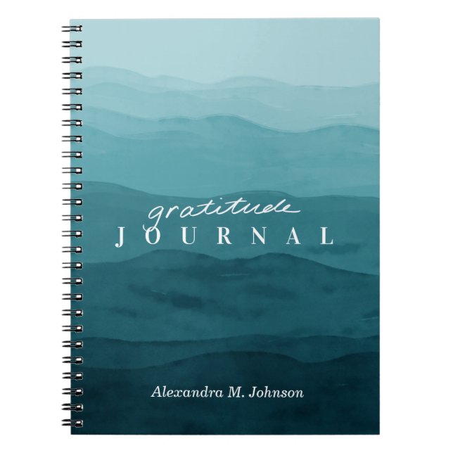 Caderno Espiral Diário de Gratidão Personalizada Abstrato de Aquar (Frente)