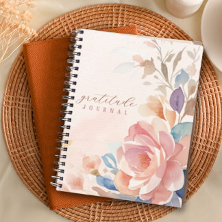 Caderno Espiral Diário de Gratidão Personalizada da Floral Waterco