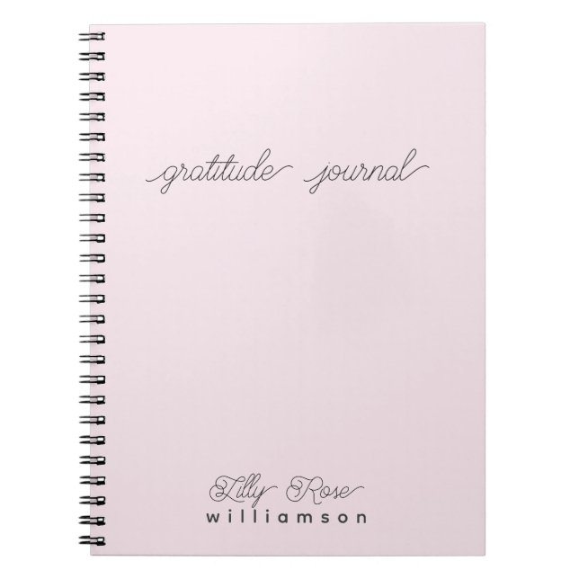 Caderno Espiral Diário de Gratidão Rosa - Tipografia de Script Cen (Frente)