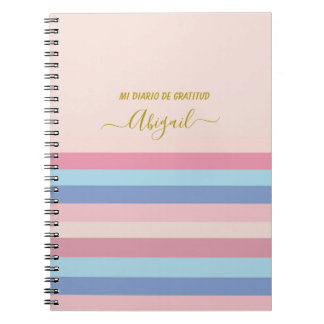 Caderno Espiral Diario de gratitud líneas color pastel en español
