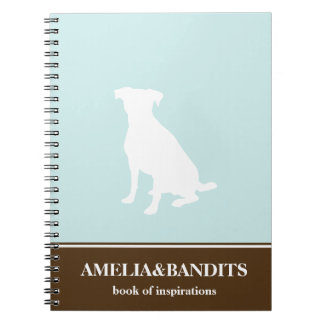 Caderno Espiral Diário de inspiração azul da silhueta de cachorro 