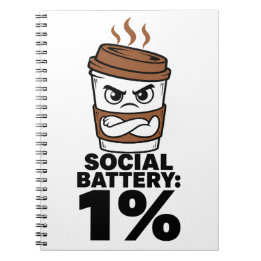 Caderno Espiral Diário de introvertido engraçado Bateria Social 1%