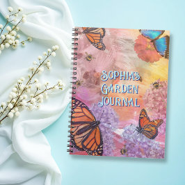 Caderno Espiral Diário de Jardim Personalizado Borboleta Abstrata