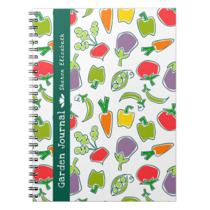 Caderno Espiral Diário de Jardim Personalizado de Veggies de Jardi