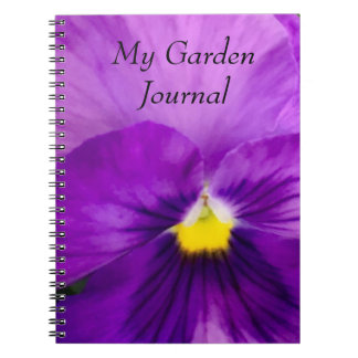 Caderno Espiral Diário de jardinagem do amor perfeito roxo