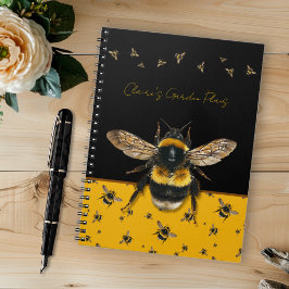 Caderno Espiral Diário de jardinagem personalizado para abelhas