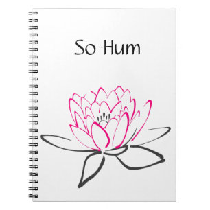Caderno Espiral Diário de lótus preto-rosa