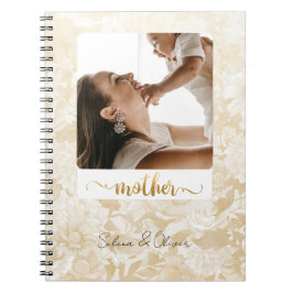 Caderno Espiral Diário de Mamãe Simples Foto Letra Brilhante Doura