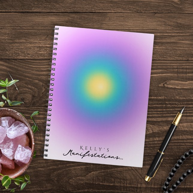 Caderno Espiral Diário de Manifestação Lilac Brilho Positivo de En (Criador carregado)