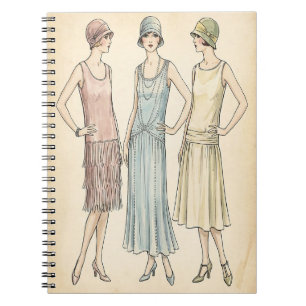 Caderno Espiral Diário de Moda Flapper dos Anos 1920 — Capa Art Dé