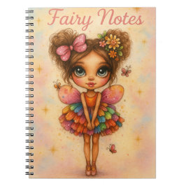 Caderno Espiral Diário de Notas de Fada Arco-Íris Caprichoso