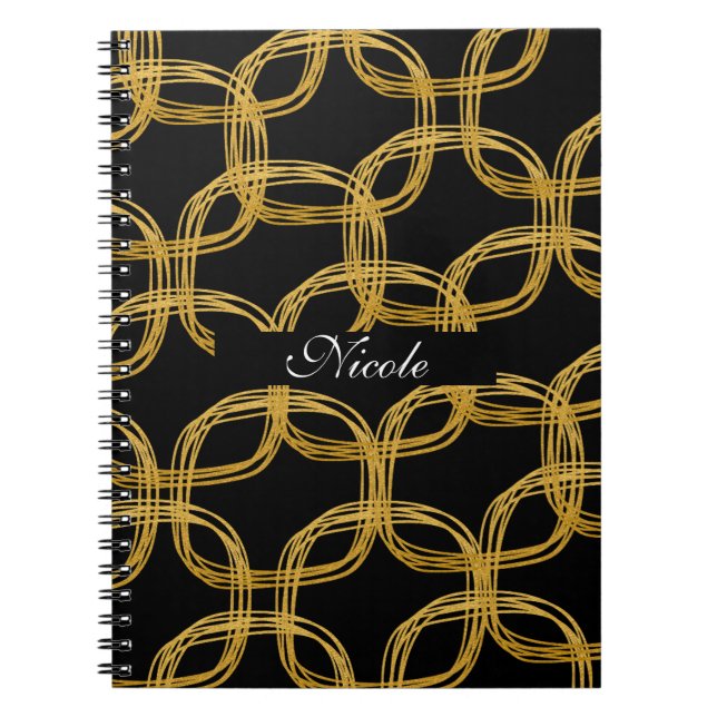 Caderno Espiral Diário de Notebook Moderno com Círculo Escrivível  (Frente)