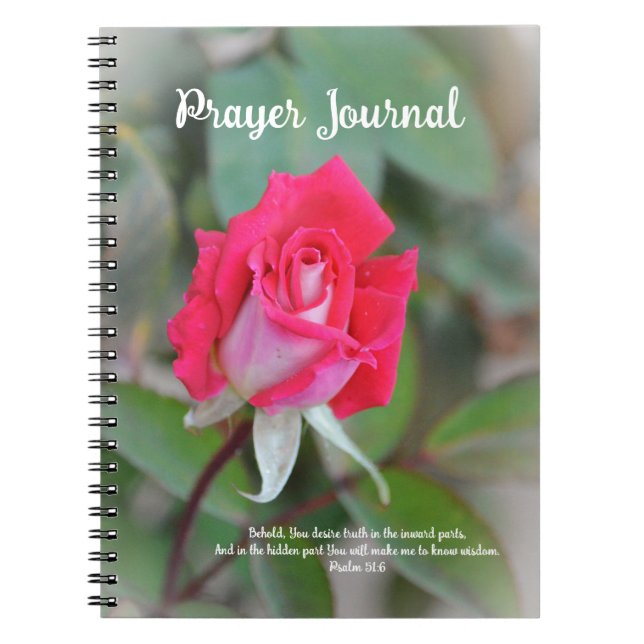 Caderno Espiral Diário de oração com Rosa e escritura (Frente)